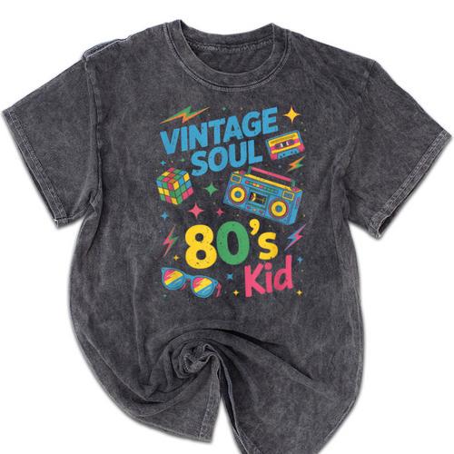 80’s Kid Nostalgia Retro Music Lover Retro 1980s Throwback Mineral Wash Tshirts - Figerry