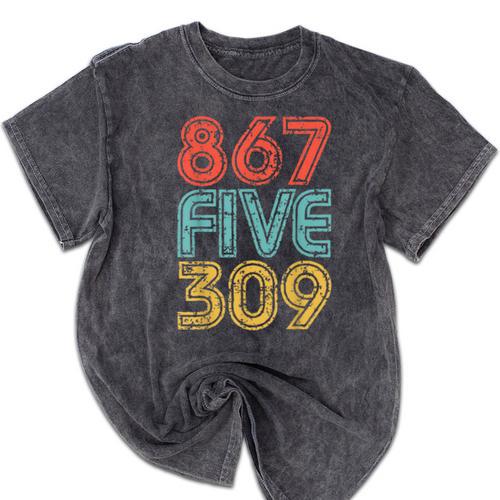 8675309 Retro Vintage 80's 90's Music Nostalgia Mineral Wash Tshirts - Figerry