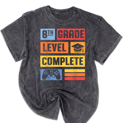 8th Grade Graduation Shirt 2024 Gamer Level Eighth Birthday Mineral Wash Tshirts - Best Gift Smart