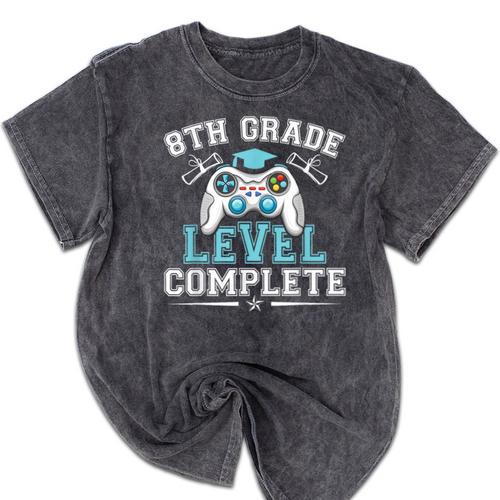 8th Grade Level Complete Graduation 2025 Class Eighth Grade Mineral Wash Tshirts - Best Gift Smart