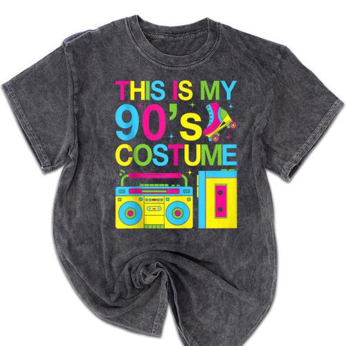 This Is My 90's Costume Retro 1990s Style Cassette Nostalgia Mineral Wash Tshirts - Figerry