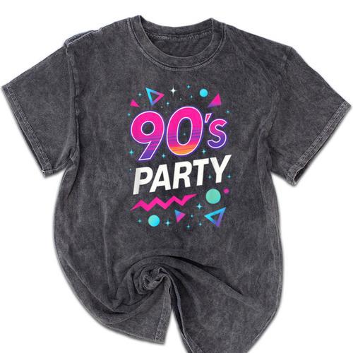 90's Party 90s Nostalgia Retro Rave Dance Music Mineral Wash Tshirts - Figerry