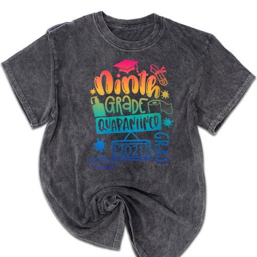9th Grade Graduate 2021 Graduate Quarantine Ninth Graduation Mineral Wash Tshirts - Best Gift Smart