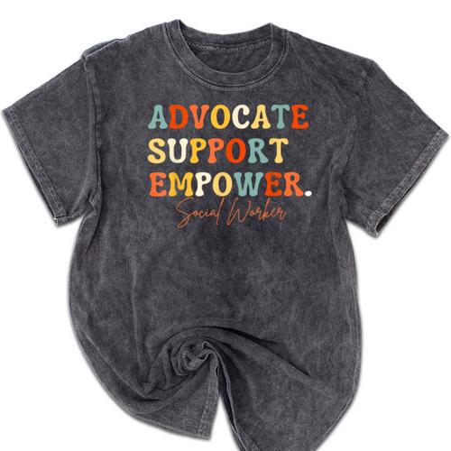 Advocate Support Empower Groovy Social Worker Graduation Mineral Wash Tshirts - Best Gift Smart