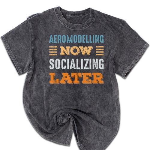 Aeromodelling Now Minimal Socializing Introvert Vintage Mineral Wash Tshirts - Raresse