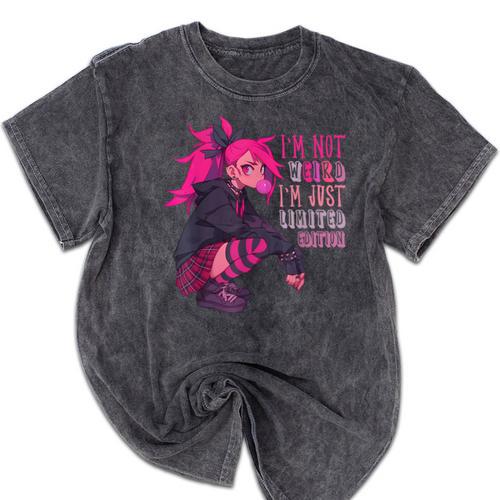 Anime Girl I'm Not Weird Just Limited Edition Introvert Goth Mineral Wash Tshirts - Raresse