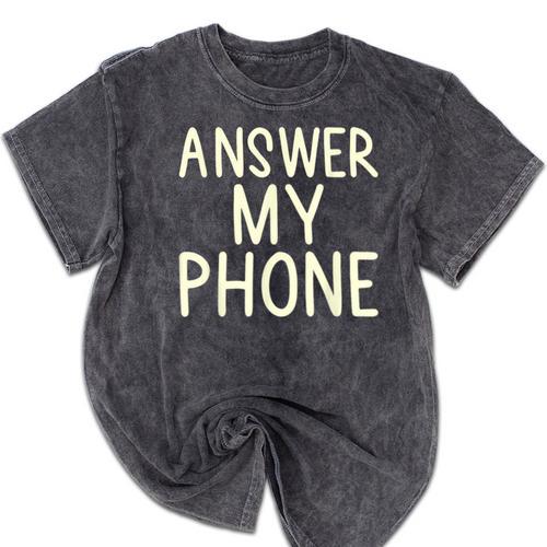 Answer My Phone I Introvert Mineral Wash Tshirts - Raresse