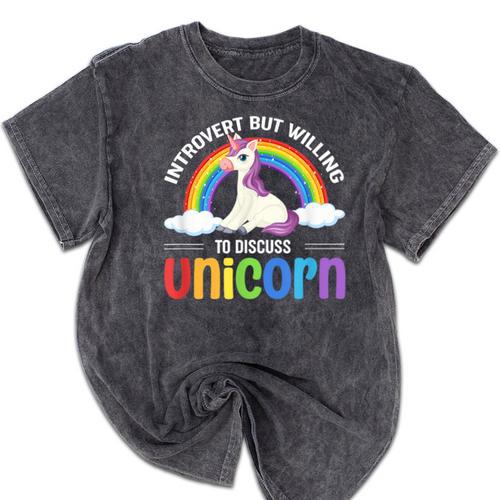 Anti Social Introvert Unicorn Lover Unicorns Mineral Wash Tshirts - Raresse