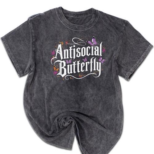 ANTISOCIAL BUTTERFLY Introvert Mineral Wash Tshirts - Raresse
