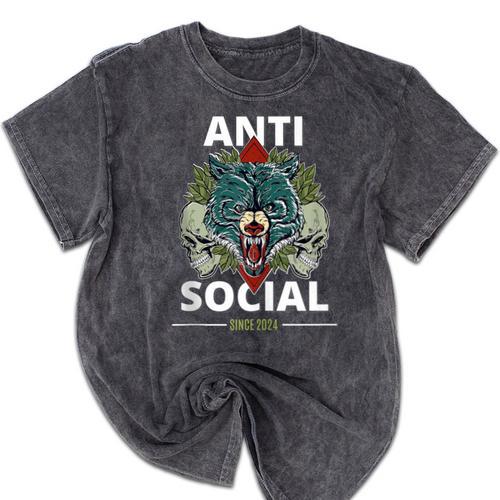 Antisocial Introvert I Like Being Alone Mineral Wash Tshirts - Raresse