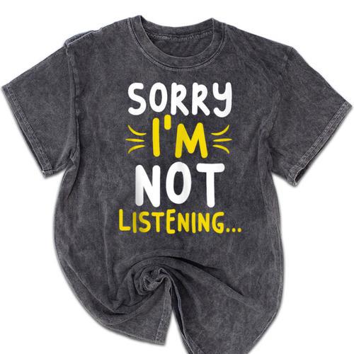 Antisocial Sorry I'm Not Listening Introvert & Anti Social Mineral Wash Tshirts - Raresse