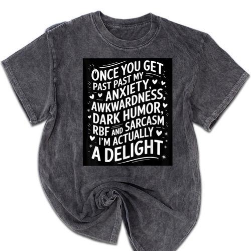 Anxiety Awkward Dark Humor Quote Introverts Sarcastic Mineral Wash Tshirts - Raresse