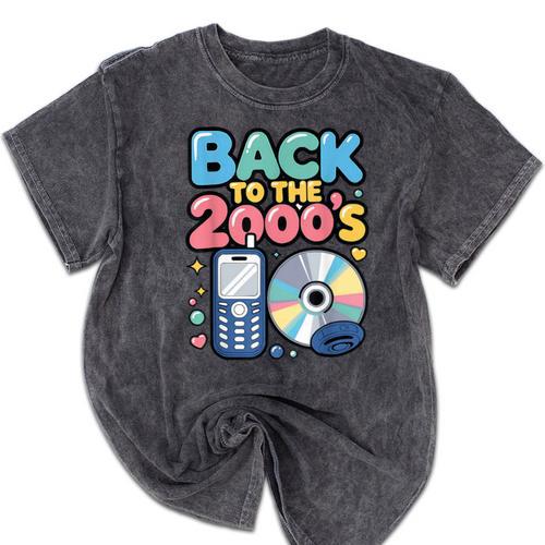 Back To The 2000s Retro Nostalgia Mineral Wash Tshirts - Figerry