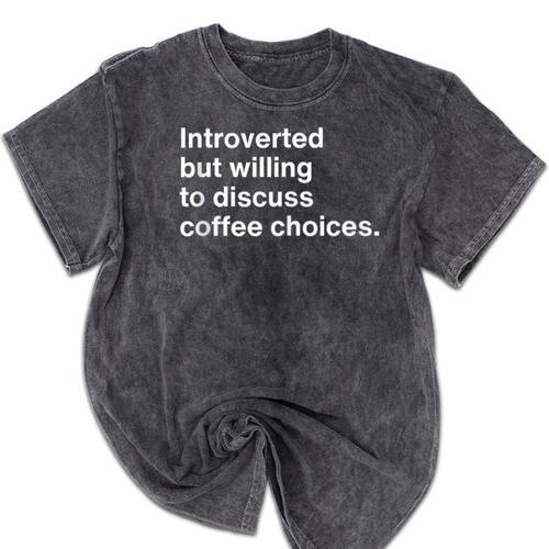 Barista Coffee Lovers Sarcastic Introvert Mineral Wash Tshirts - Raresse