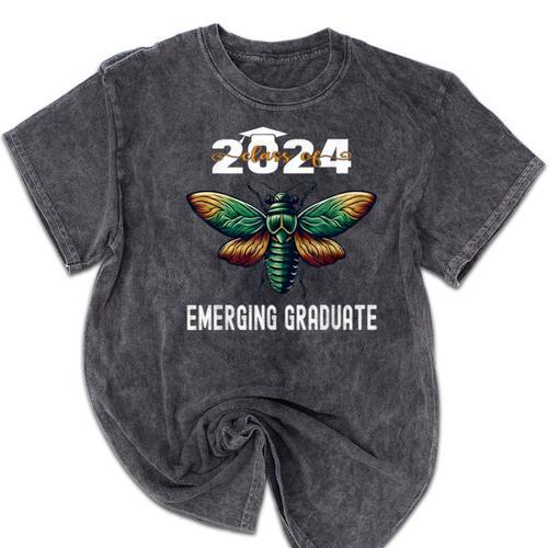 Biology Class Of 2024 Emerging Graduation For Him Mineral Wash Tshirts - Best Gift Smart
