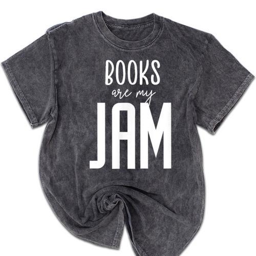 Books Are My Jam Graphic For Introverts Mineral Wash Tshirts - Raresse