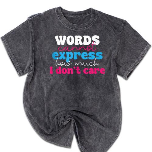 Words Cannot Express How Much I Don't Care Introvert Mineral Wash Tshirts - Raresse