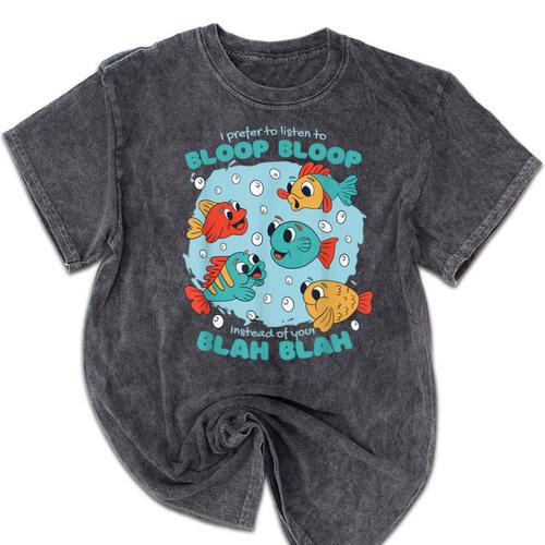 Cartoon Sarcasm Anti-Social Nihilism Introvert Fish Mineral Wash Tshirts - Raresse