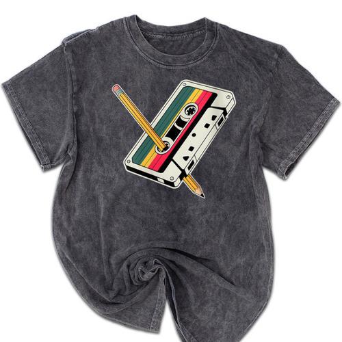 Cassette 90s Costume Party Nostalgia Mineral Wash Tshirts - Figerry