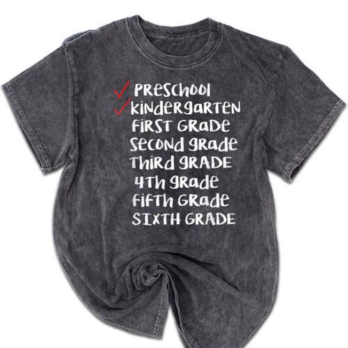 Checklist Kindergarten Class Of 2030 Shirt Graduation Mineral Wash Tshirts - Best Gift Smart
