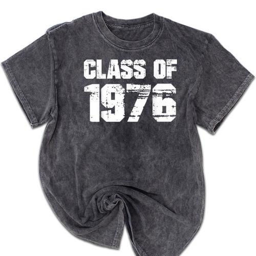 Class Of 1976 High School College Graduation Reunion T-Shirt Mineral Wash Tshirts - Best Gift Smart