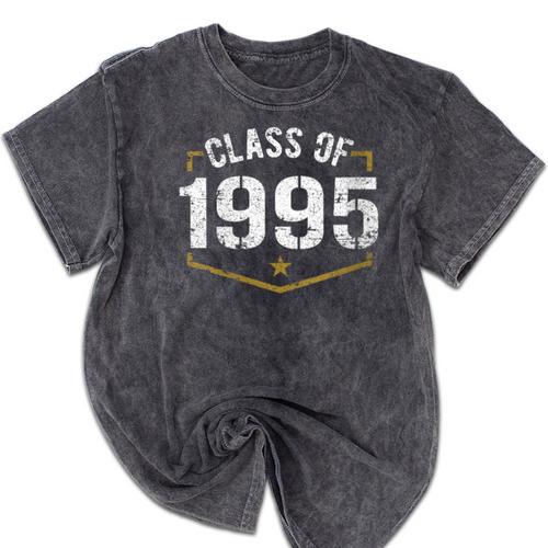 Class Of 1995 School Reunion Graduation Vintage Style Mineral Wash Tshirts - Best Gift Smart