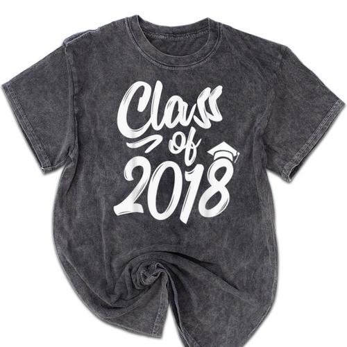 Class Of 2018 Graduation Cap Trendy Cute Mineral Wash Tshirts - Best Gift Smart