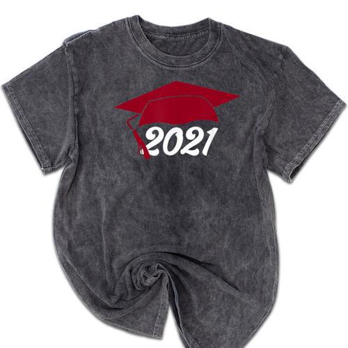 Class Of 2021 Burgundy Regalia Graduation Mineral Wash Tshirts - Best Gift Smart