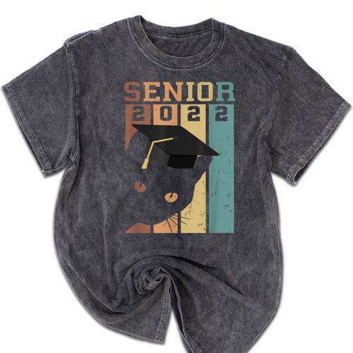 Class Of 2022 Graduation Cat Seniors Grad Mineral Wash Tshirts - Best Gift Smart