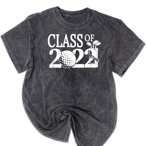 Class Of 2022 Graduation Senior Golf Golfer Player Mineral Wash Tshirts - Best Gift Smart