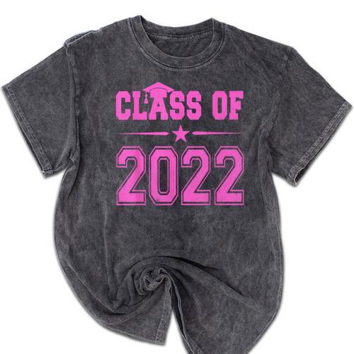 Class Of 2022 Pink Girls Shirt Graduation Mineral Wash Tshirts - Best Gift Smart