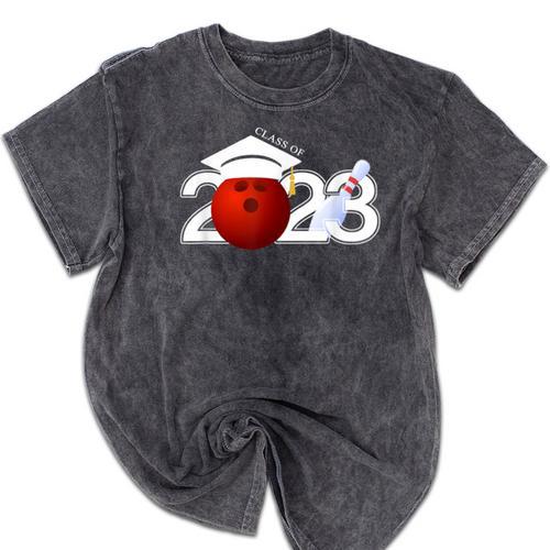 Class Of 2023 Graduation For Him Her Bowling Mineral Wash Tshirts - Best Gift Smart