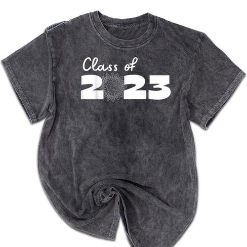 Class Of 2023 Seniors 23 Senior Graduation Idea Flower Mineral Wash Tshirts - Best Gift Smart