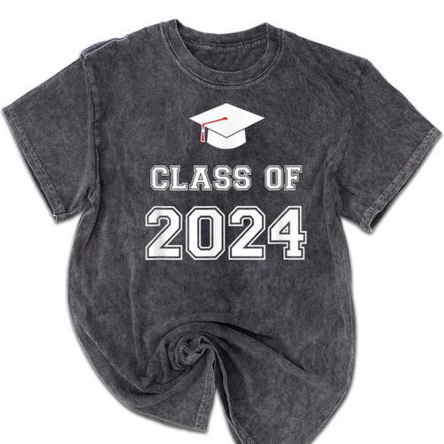 Class Of 2024 Graduation Mineral Wash Tshirts - Best Gift Smart