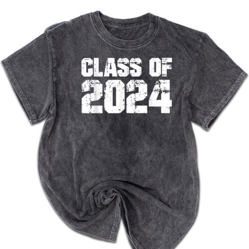 Class Of 2024 High School College Graduation Reunion T-Shirt Mineral Wash Tshirts - Best Gift Smart