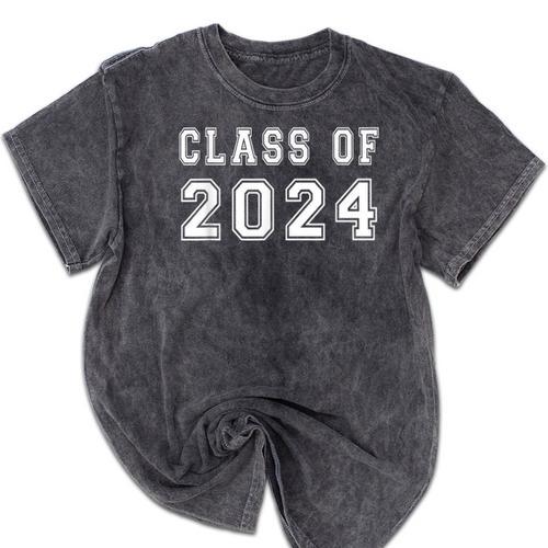 Class Of 2024 High School Graduation Date Graduate T Shirt Mineral Wash Tshirts - Best Gift Smart