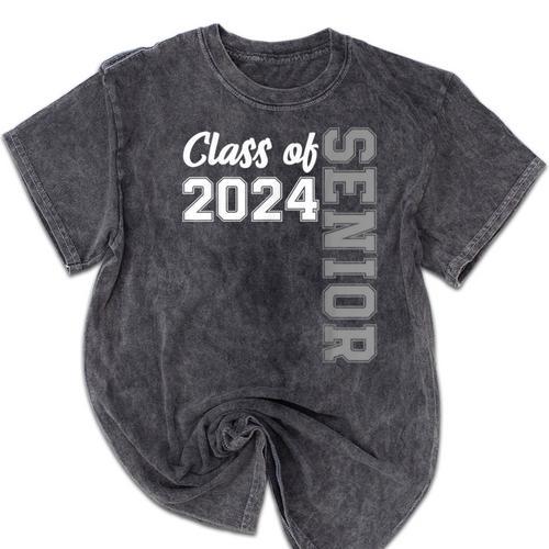 Class Of 2024 Senior 24 Shirt High School Graduation Party Mineral Wash Tshirts - Best Gift Smart
