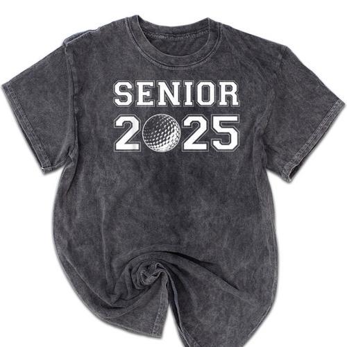 Class Of 2025 Golf Senior Golfing Graduation Graduate Men Mineral Wash Tshirts - Best Gift Smart
