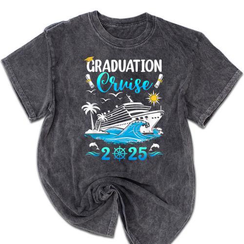 Class Of 2025 Graduation Cruise Senior Graduates Vacation Mineral Wash Tshirts - Best Gift Smart