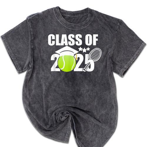 Class Of 2025 Graduation Senior Tennis Player Mineral Wash Tshirts - Best Gift Smart