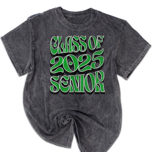 Class Of 2025 Senior Green Student Graduation Mineral Wash Tshirts - Best Gift Smart
