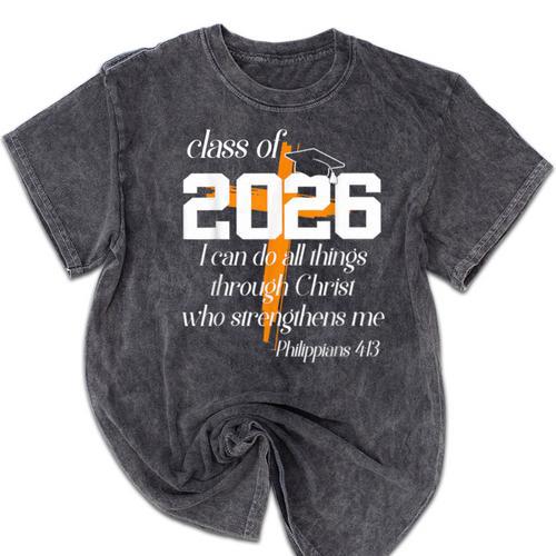 Class Of 2026 Christian Graduation Senior Graduate Mineral Wash Tshirts - Best Gift Smart