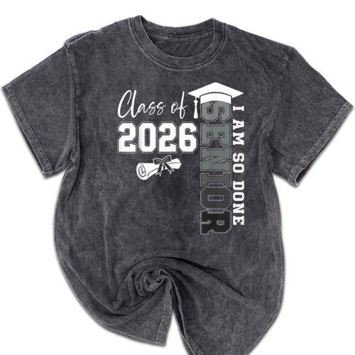 Class Of 2026 Senior 2026 Graduation Decoration Men Senior Mineral Wash Tshirts - Best Gift Smart