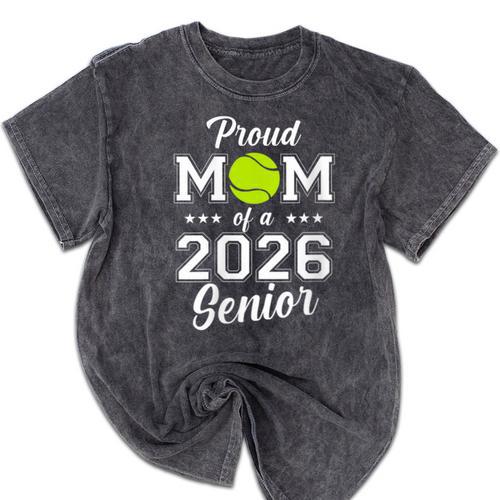 Class Of 2026 Tennis Mom Senior Graduation Graduate Mineral Wash Tshirts - Best Gift Smart