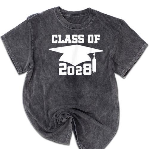 Class Of 2028 T-Shirt School Graduation Pride Tee Mineral Wash Tshirts - Best Gift Smart