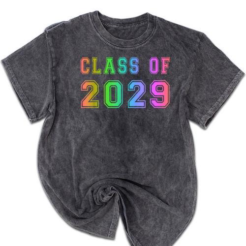 Class Of 2029 High School Graduation Date Graduate T Shirt Mineral Wash Tshirts - Best Gift Smart
