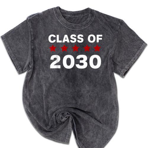 Class Of 2030 Shirt New Kindergarten Student Graduation Mineral Wash Tshirts - Best Gift Smart