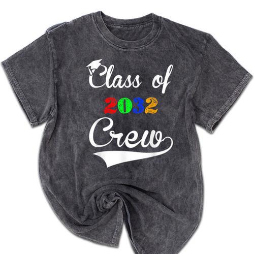 Class Of 2032 Kindergarten Back To School Graduation Mineral Wash Tshirts - Best Gift Smart