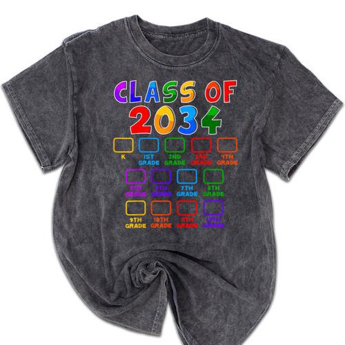Class Of 2034 Grow With Me Graduation First Day Of School Mineral Wash Tshirts - Best Gift Smart