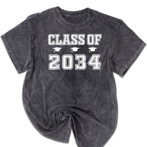 Class Of 2034 School Graduation Mineral Wash Tshirts - Best Gift Smart